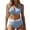 Blue, variant on JoveMarine Women's Sexy Halter Bikini Set Two-Piece Swimsuit with Removable Padded Cups & Wire-Free Support for Summer Beach Vacation and Pool Party Black L