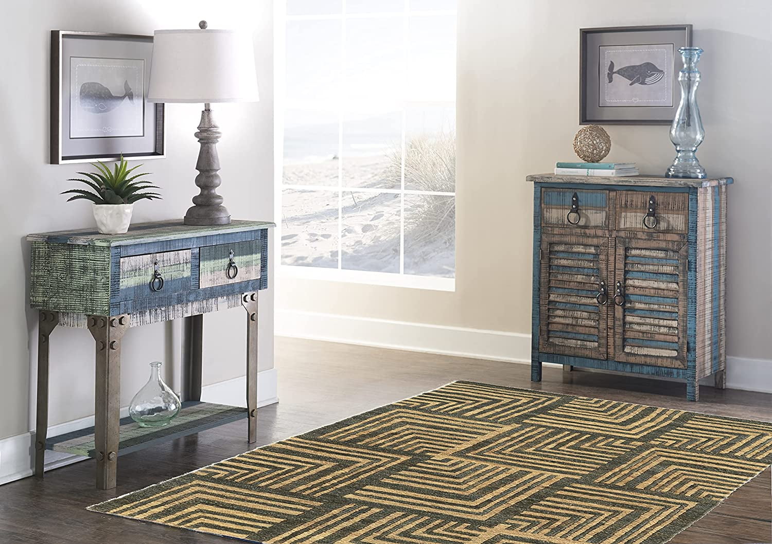 5X8 SOUMAK BEIGE AND