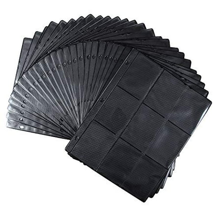 Trading Card Page Protectors- Double Thick Pages w Extra Strong Pockets- 25 9-Pocket TCG Album Binder Loose Sheets- Side Loading w Vertical Slots - for Yugioh, Magic, Pokemon, MTG by (Yugioh Best Synchro Monsters)