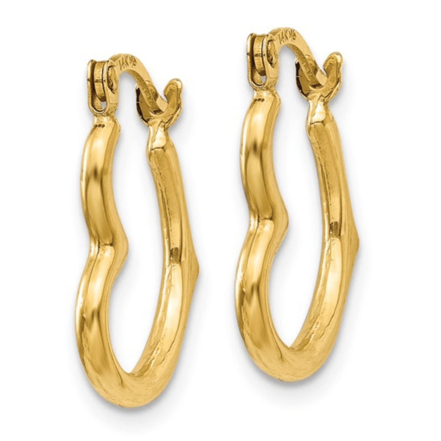 Fine Color Jewels Gold Hoop Earrings for Women 10K Yellow Gold Heart Shaped Wire & Clutch Closure