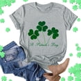 thumbnail image 4 of Women's T Shirts St.Patrick's Day Print Top Short Sleeve Round Neck T Shirt Basic Tees for Women Grey L, 4 of 4