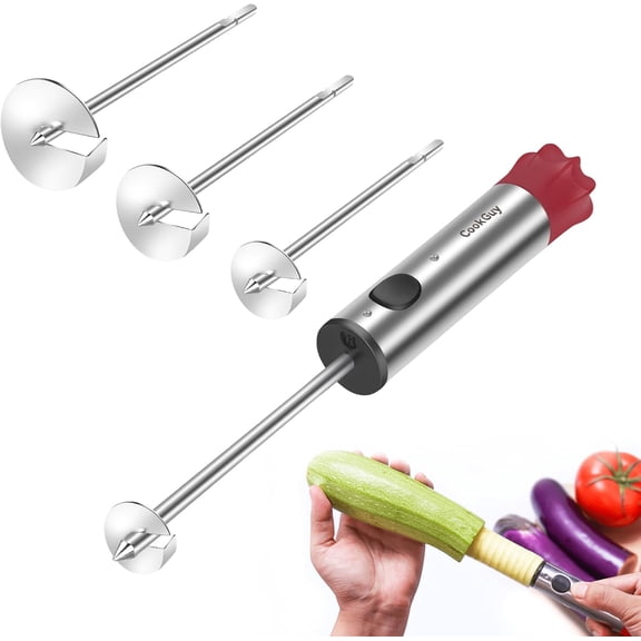 Multi-Purpose Veggie Drill - 4 Sizes Vegetable Corer Tool | Zucchini Corer & All-in-One Vegetable Corer for Potatoes, Carrots | Ergonomic Anti-Slip Handle