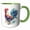 Green/White, variant on 3drose, Colorful Image of Watercolor Rooster Illustration, 11oz Two-tone Yellow Mug