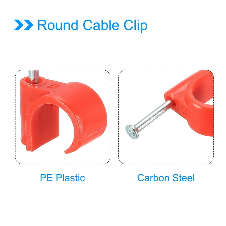 Uxcell 14mm Dia PVC Red Round Cable Clips with Steel Nail 24 Pack