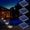thumbnail image 1 of Luz solar de suelo, IP68 impermeable luz solar de jardín con luz de seguridad de encendido/apagado automático para jardín, escaleras, camino, camino, entrada, cubierta, patio (paquete de 4, blanco cálido 3000 K) ER, 1 of 5