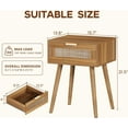 thumbnail image 3 of LAZZO Set of 2 Bedroom Nightstands Wooden Night Stands with Rattan Weaving Drawer Home Bedside End Table for Bedroom Storage, 3 of 9