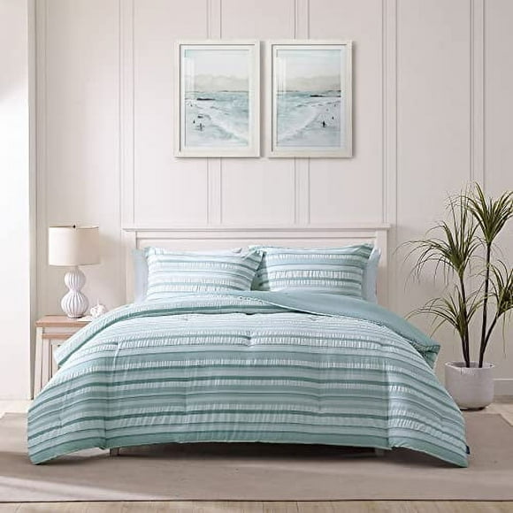 Tommy Bahama - Queen Comforter Set, Cotton Reversible Bedding with Matching Shams, Home Decor for All Seasons (Clearwater Cay Blue, Queen)