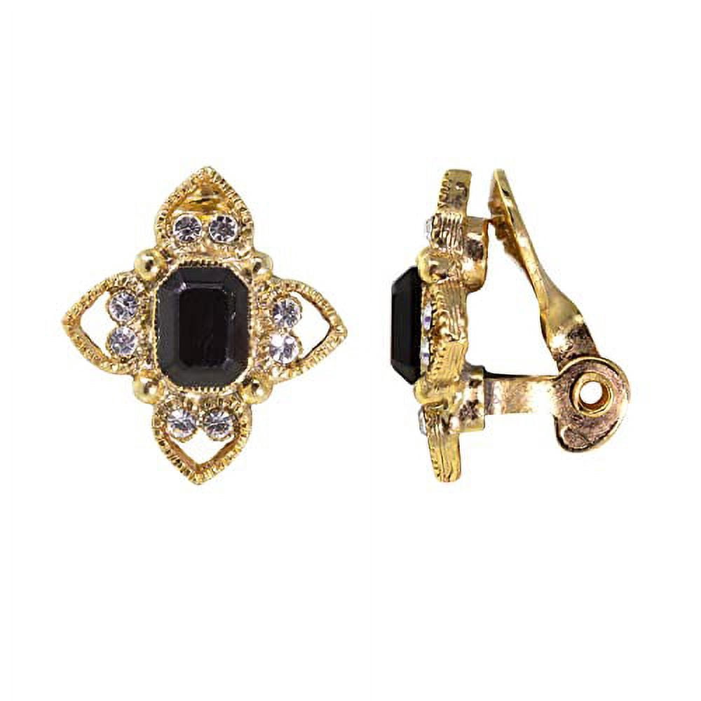 1928 Jewelry Women's Crystal Rectangle Floral Clip On Earrings