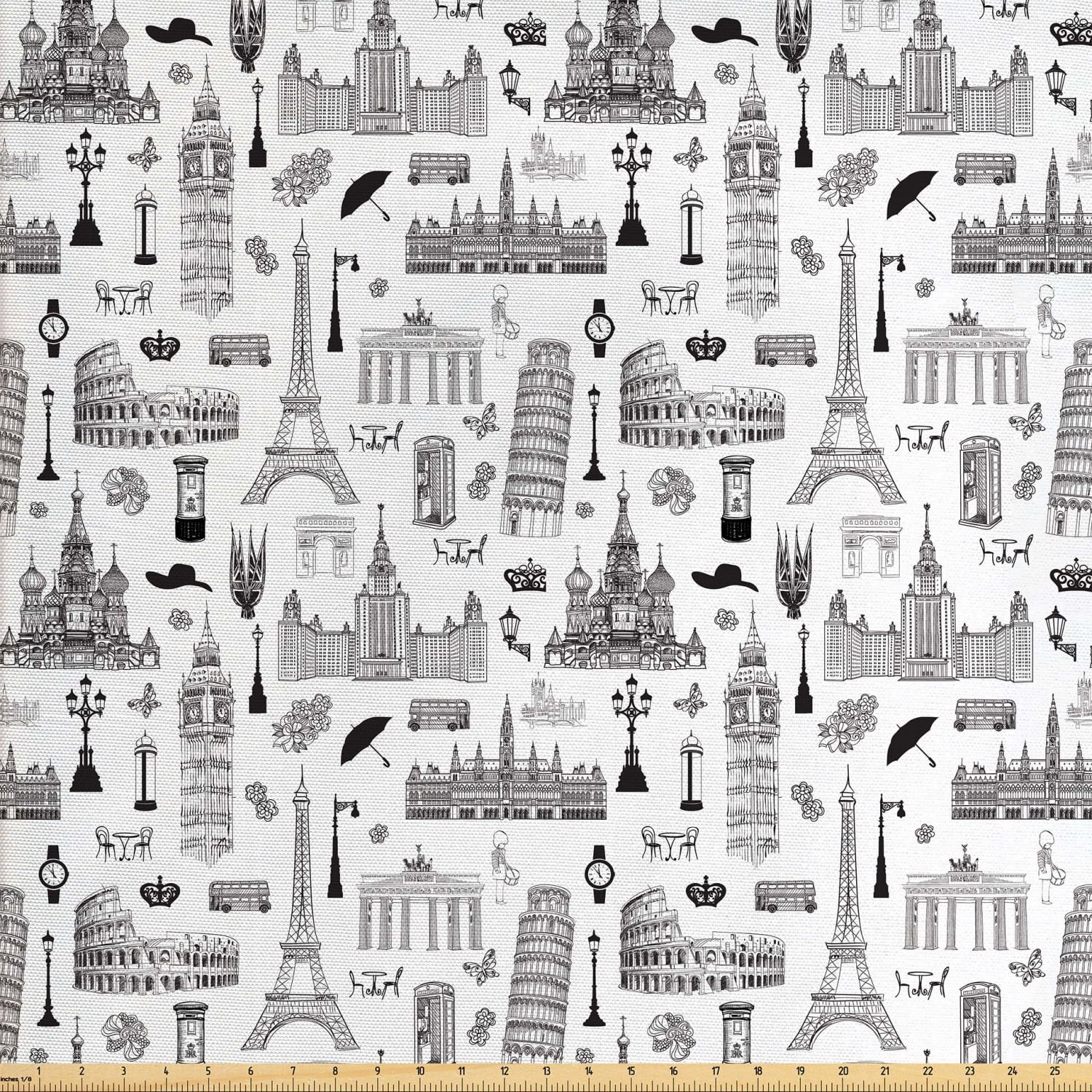 Europe Fabric by The Yard, Travel Theme European Famous Places England