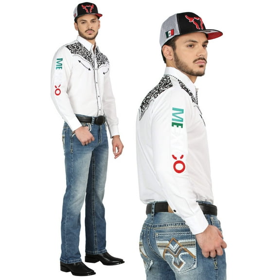 Men's Premium Embroidered Bootcut Denim Jeans 'Centenario' Medium Blue 44965