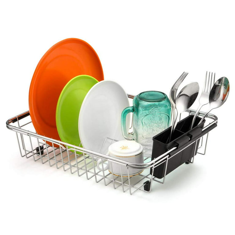 Expandable Deep Large Dish Drying Rack Counter Dish Drainer With