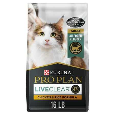 Purina Pro Plan Liveclear for Adult Cats Chicken Rice, 16 lb Bag