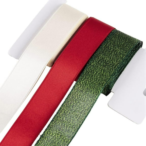 9 Yards 1 Inch Red White and Green Satin Ribbon Holiday Ribbon Bulk Christmas Xmas Themed Color Winter Grosgrain Ribbon for Wrapping Gift Making Craft Christmas Party Wreath Decor Supplies diy