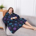 thumbnail image 5 of Oversized Wearable Blanket Hoodie,Neon Controllers Games Icons Black Pattern Sherpa Blanket Hoodie with Super Pockets,Super Warm Fuzzy Pullover for Women & Men, 5 of 6