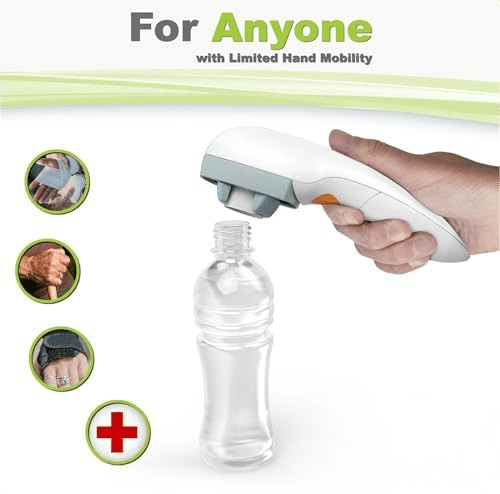 Electric Bottle Opener for Seniors - Automatic Solution for Easy Opening of Water Bottles. Ideal for Weak Hands or Those with Arthritis. Perfect for Soda, Milk, Juice. Battery Powered.