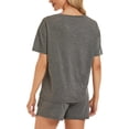 thumbnail image 2 of SMZ Women's Pajama Sets Soft Comfy Lounge Set Loose Casual Stretch Loungewear Short Sleeve Top and Shorts with Pocket, 2 of 5