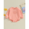 thumbnail image 2 of Liacowi Newborn Baby Fall Cotton Romper Sweatshirt Long Sleeve Crew Neck Embroidery Letters Bodysuit One Piece 3 6 12 18 Months Infant Clothes for Girls Boys, 2 of 7