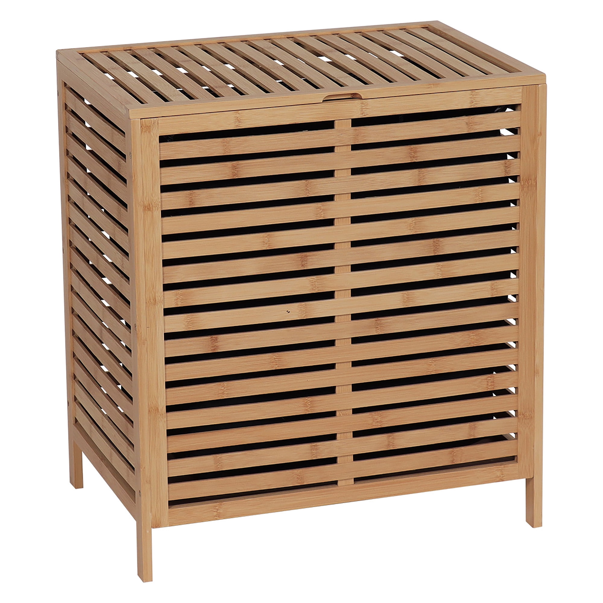 Bamboo Laundry Hamper with Lid, Removable Bag, Slatted Ventilation Design, Large Storage Basket, Perfect for Bathroom  Laundry Room