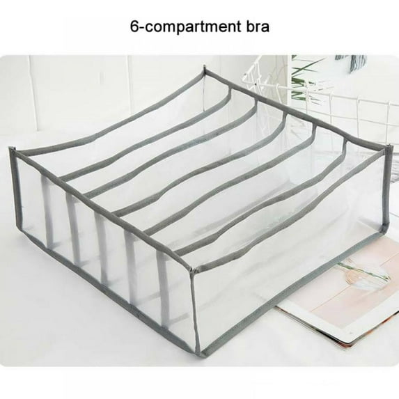 Underwear Organizer Foldable Drawer Organizer, Bra Organizer Divider, Closet Storage Box Small Dresser Organizer for Underwear, Socks,Ties, and Bras(Gray)