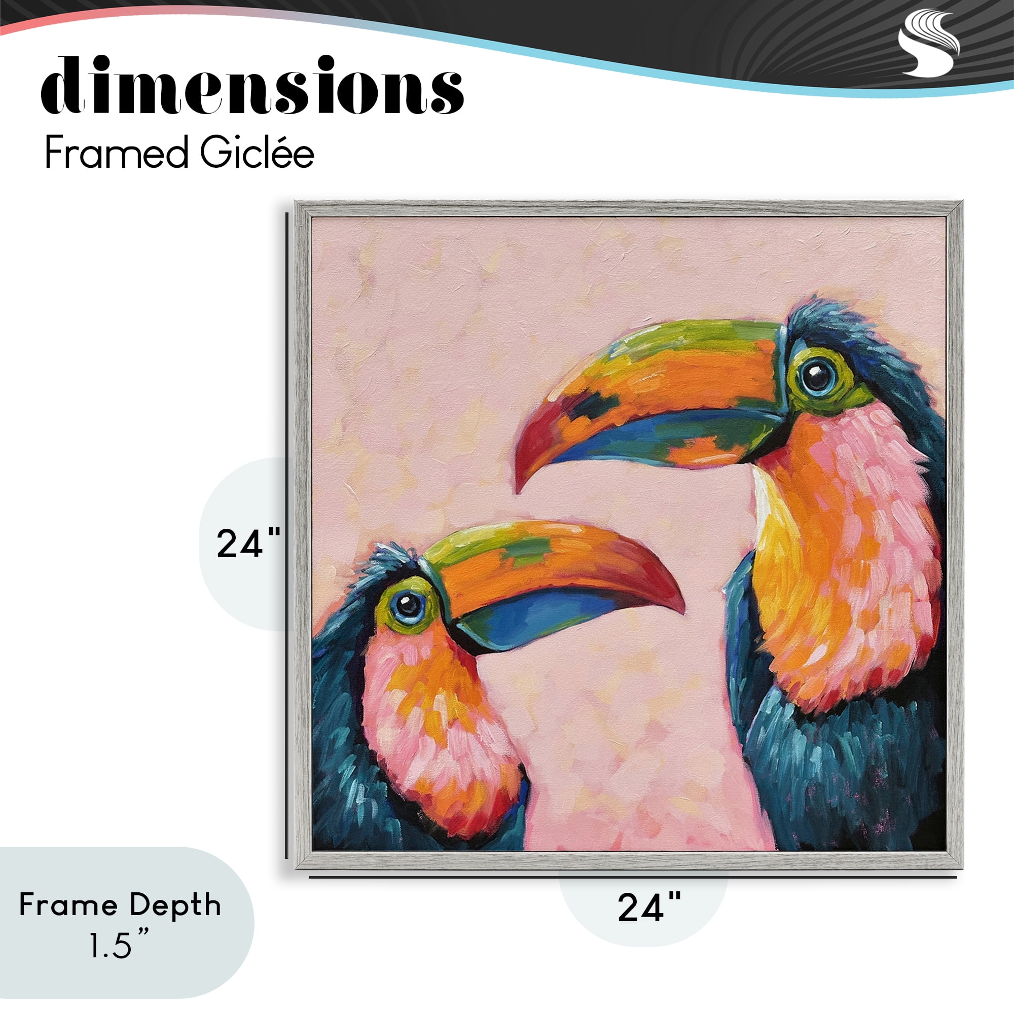 Stupell Industries Tropical Toucan Paradise Gray Framed Giclee Art, design by Lucia Stewart