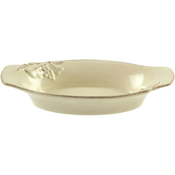 Casafina Ceramic Stoneware 13" Oval Gratin - Madeira Harvest Collection, Vanilla Crème | Microwave & Dishwasher Safe Dinnerware | Food Safe Glazing | Restaurant Quality Serveware
