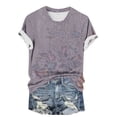 thumbnail image 4 of ATENAR Shirts for Women Crew Neck Shirts Short Sleeve Summer Tops Purple 3XL, 4 of 6