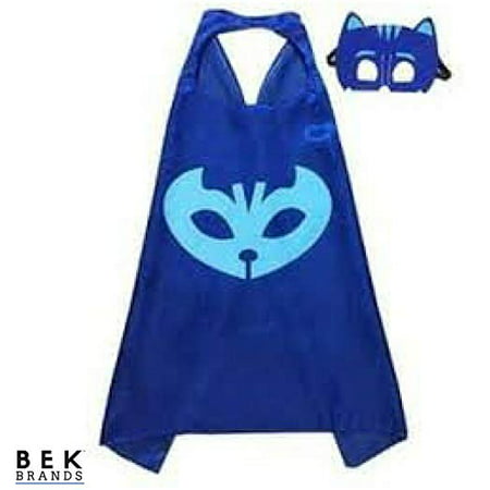 Bek Brands PJ Masks Catboy Superhero Cape and Mask Set -Dress up Satin Cape and Felt Mask, Costume for Kids Party