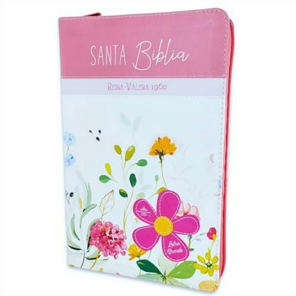 Biblia para Mujer con Cierre Letra Grande 12 puntos RV1960 imit piel floral multicolor con Indice y canto floral