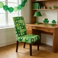 thumbnail image 4 of AYktou St. Patrick's Day Chair Covers, Stretchable Shamrock Green Clover Dining Table Chair Slipcover Elastic Straps Removable Washable Chair Cover for Dining Room Hotel Party Spring Decorations, 4 of 6