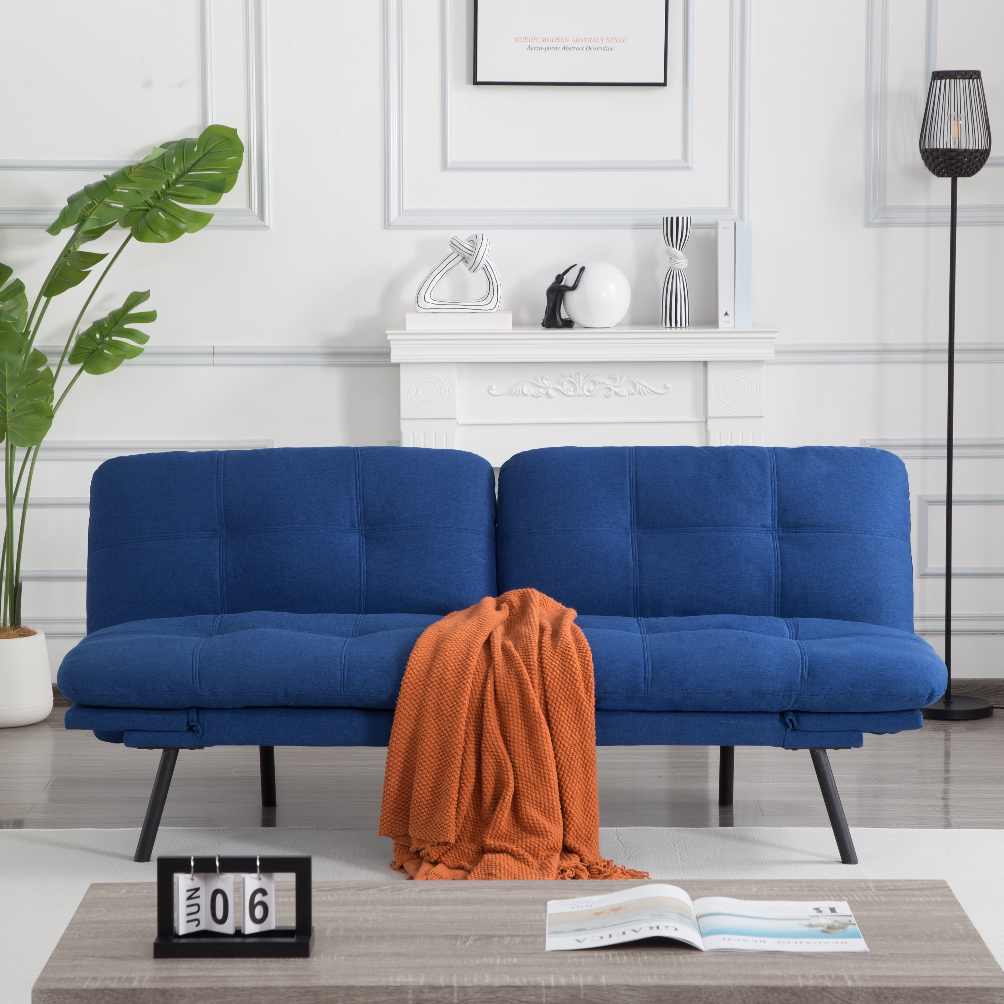Gewnee 70.87"Convertible Sofa Bed,Modern Futon Sofa with Adjustable Backrest,Suitable for Living Room,Guest Room,Small Spaces.Blue