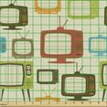 thumbnail image 2 of Ambesonne Vintage Fabric by the Yard Upholstery, Old Televisions Retro, 1 Yard, Multicolor, 2 of 5