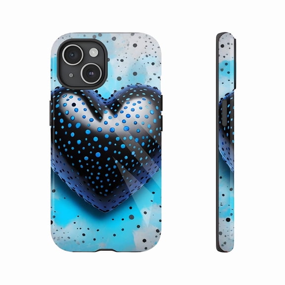 Polka Dot Heart Design Phone Case for iPhone 11/12/13/14/15/16 (Pro Max/Plus) - Trendy Accessory for Teens Adults Valentine's Day Gift