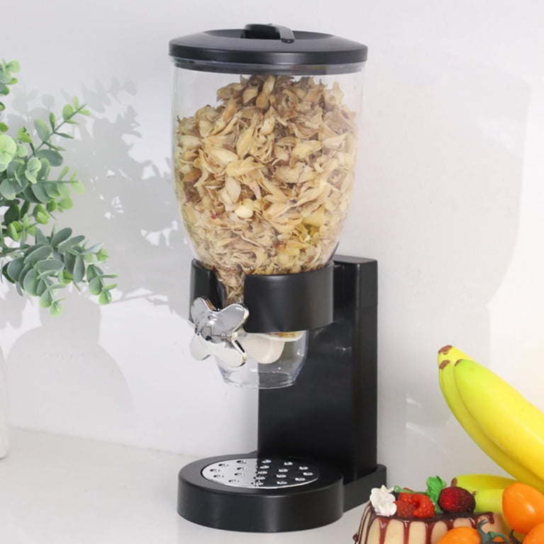 2-Pack Cereal Dispenser Countertop Containers – 5L/5.5 Qt Each, Lever-Action, No-Crush Design, Black Plastic