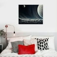 thumbnail image 4 of ARISTURING Black and White Moon Oil Painting Hand Painted Textured Canvas Wall Art 20x16 inch, 4 of 4