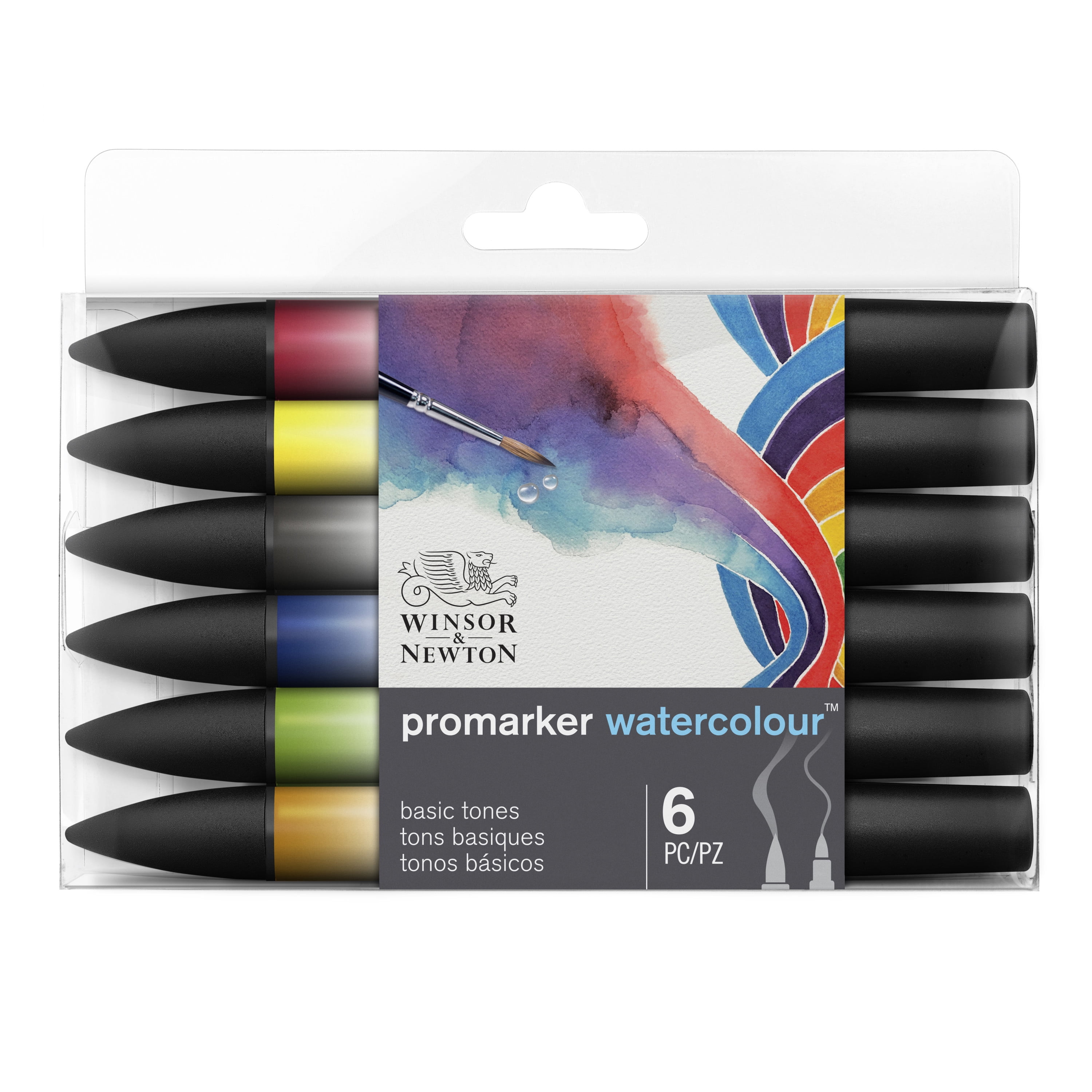 Winsor Newton ProMarker Watercolor Marker Set, 6-Colors, Basic Tones - Walmart.com