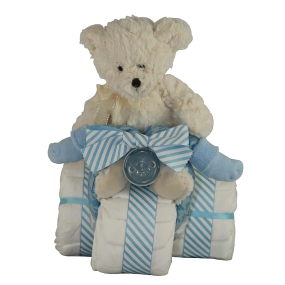 White Bear on Bike Diaper Cake