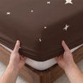 thumbnail image 3 of Twin Sze Fitted Sheet Set - Modern Brown 2 Piece Bedding Sets 16" Deep Pocket Fitted Sheet with 1 Pillowcase, Japanese Style Moon Stars Minimalism Brushed Microfiber Hotel Luxury Bed Sheets, 3 of 9