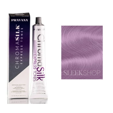 {Violet / 3 oz} Pravana ChromaSilk Express Tones Ammonia-Free 5 Minute Toning DEMI-PERMANENT Hair Color Dye w/ SLEEKSHOP Hair Rat Tail Steel Pin Comb for Scalp