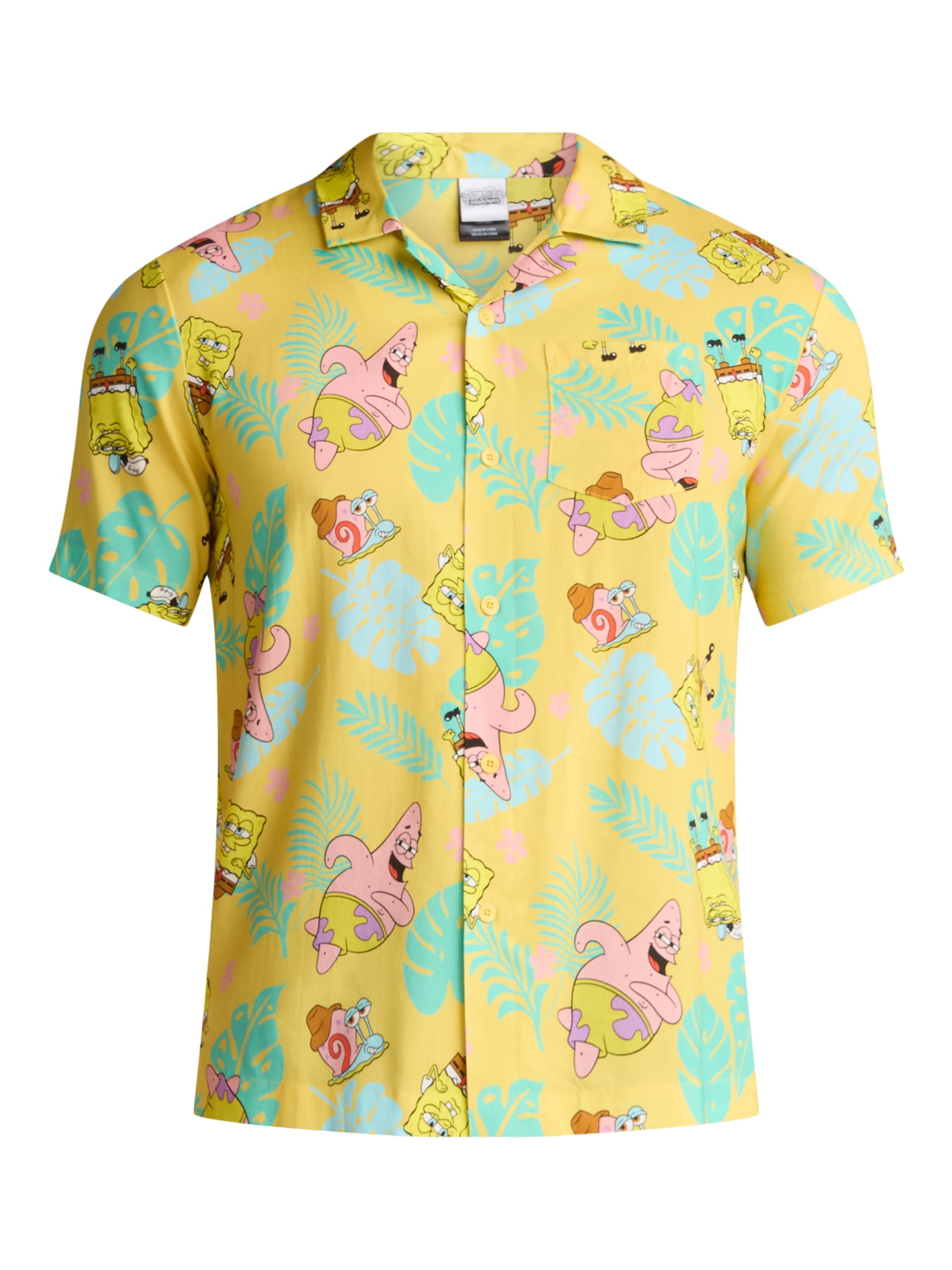 SpongeBob SquarePants Men's and Big Men's Graphic Button Up Shirt, Sizes S-3XL