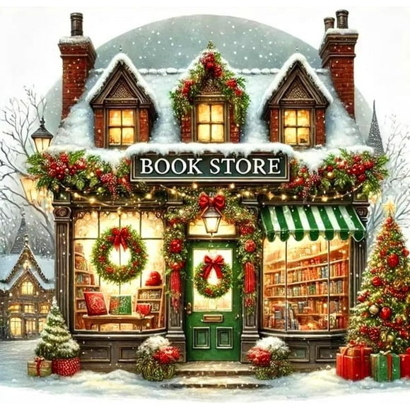 Bookstore Diamond Art Kits for Adults, 5D Christmas Diamond Painting Kit for Adult,DIY Diamond Dot Gem Art for Crafts Home Wall Decor(40*40cm - without frame),Librería