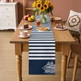 thumbnail image 2 of Navy Blue Table Runner 70 Inches, Nautical Coastal Sea Abstract Art Bed Runner Dresser Scarves Tabletop for Indoor Outdoor Parties/Ceremony/Banquet, 13" x 70", 2 of 8