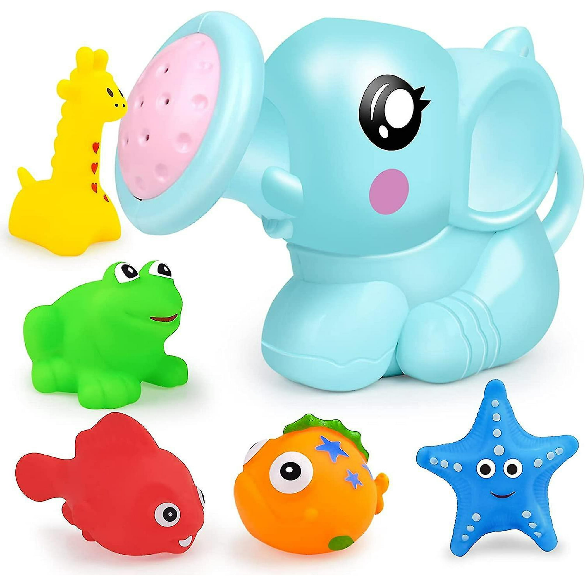 Bath Toys For Toddlers 1 2 3 Years Old toddler Elephant Watering Can Set For Bathtub Toy Water Can With 5 Pieces Soft Animals Models elephant Water Walmart