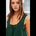 thumbnail image 3 of Blusas de Verano Bohemias con Lazo Frontal para Mujer, Blusas Playeras de Encaje con Botones, Sin Mangas, de de , Y2k 2025, Verde Tinta, Talla M, 3 of 6