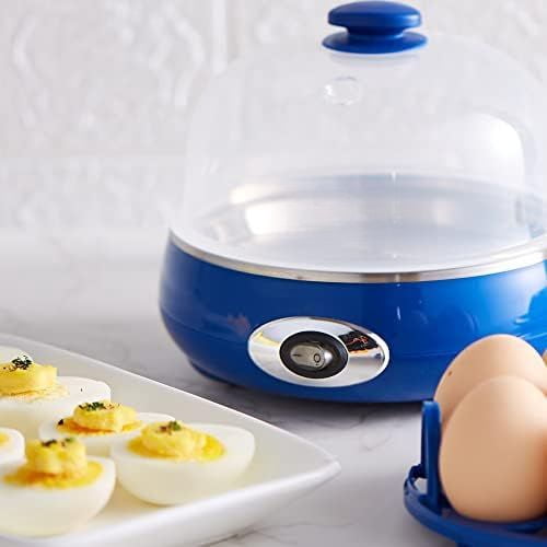 EGC322CBL Easy Egg Cooker Electric 7-Egg Capacity, Soft, Medium, Hard-Boiled Egg Cooker with Auto Shut-Off, Measuring Cup Included, BPA Free, Classic Blue