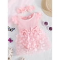 thumbnail image 3 of Baby Girl Summer Outfits Fly Sleeve Romper 3D Butterfly Tulle Dress with Headband Set 2Pcs Clothes, 3 of 10
