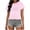 Pink, variant on Short Sleeve for Women Crew Neck Trendy Summer Tops Travel Business Casual Spring Outfits Basic Tees For Women