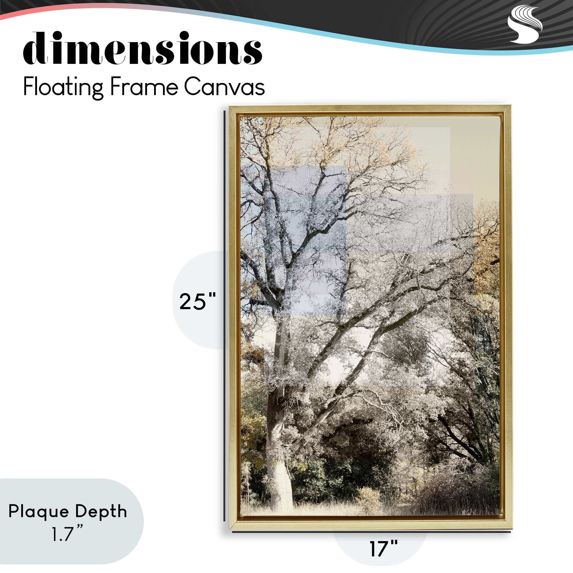 Stupell Industries Tree Collage Layers Gold Framed Floater Canvas Wall Art, design by Gemma Bardot