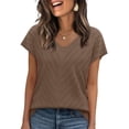thumbnail image 1 of TaTaai Fashion Solid Color Women Top Knit Hollow Out Loose Fit Short Sleeve Soft Breathable Stretch Lightweight Daily Lounge Street Casual Wear T Shirt Gift, 1 of 6