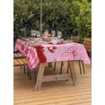 thumbnail image 2 of Outdoor Tablecloth with Umbrella Hole and Zipper, Valentine's Day Rectangle Table Cloth 60x102 Inch Waterproof Tablecloth, Gnomes Loves Roses Romantic Pink Plaid Picnic Table Cover for Patio Camping, 2 of 7