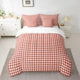 thumbnail image 2 of Homewish Modern Geometric Checkered 7pcs Bedding Comforter Set,Vintage Aesthetic Queen Bedding Sets,Red White Brown Queen Sheet Sets For Girls Boys,Microfiber Bedroom Decor Reversible, 2 of 8